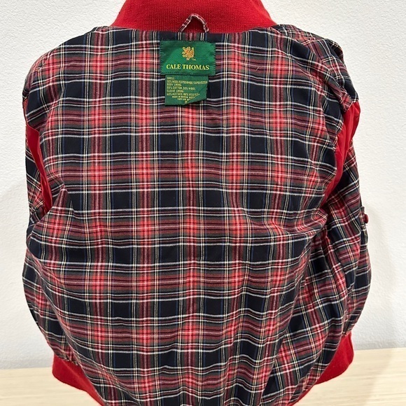 Vintage Bomber Jacket Small  Womens Red Wool Blend Plaid Lined Chore Coat Zip Up - Picture 3 of 4